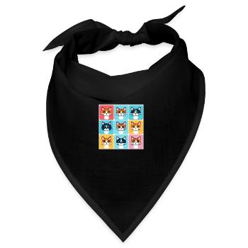 Niedliches Katzen-Farbmuster - Bandana Dreieckstuch - Schwarz - Vorne