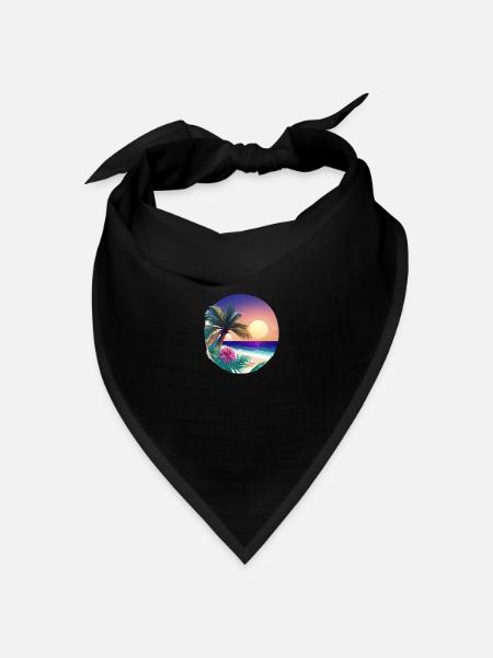 Sommerurlaub Palme Strand Palmen Insel Sonne - Bandana Dreieckstuch - Schwarz