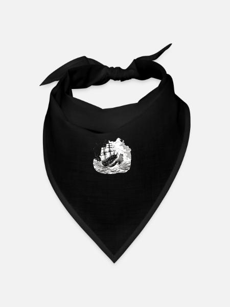 Boot in den Wellen Nr. 2 - Bandana Dreieckstuch - Schwarz