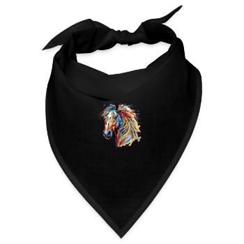 Pferd Dorfkinder & Reiter Reitsport Fans Geschenk - Bandana Dreieckstuch - Schwarz - Vorne