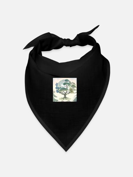 Mutter Erde: Der Baum der Ewigkeit - Bandana Dreieckstuch - Schwarz