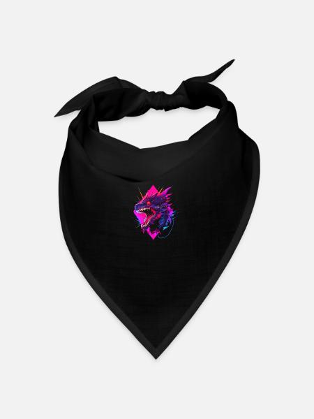 Synthwave Dragon - Bandana Dreieckstuch - Schwarz
