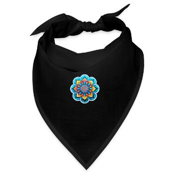 Mandalablüte - Bandana Dreieckstuch - Schwarz - Vorne