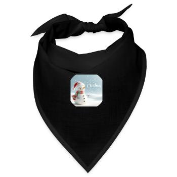 Schneemann mit der Aufschrift "Frohe Weihnachten" - Bandana Dreieckstuch - Schwarz - Vorne