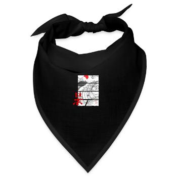 Japan-Welle - Bandana Dreieckstuch - Schwarz - Vorne