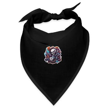 Rock n Roll / Rockabilly / Totenkopf / Skull - Bandana Dreieckstuch - Schwarz - Vorne