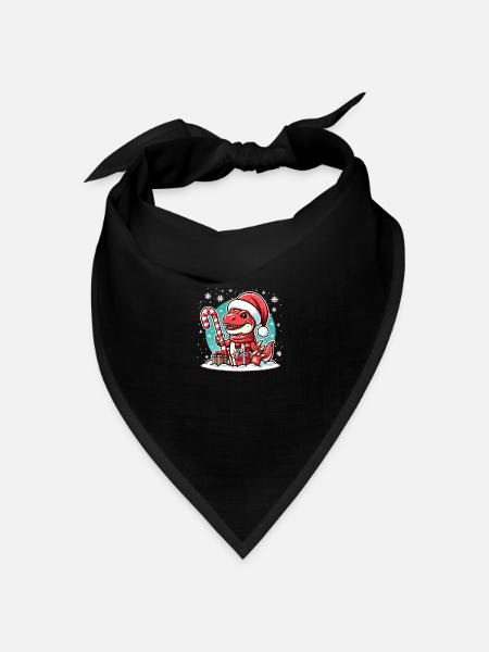 Weihnachtlicher roter Dinosaurier - Bandana Dreieckstuch - Schwarz