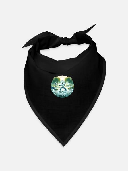 "Flow mit Tai Chi" - Tranqu Tai Chi Design - Bandana Dreieckstuch - Schwarz