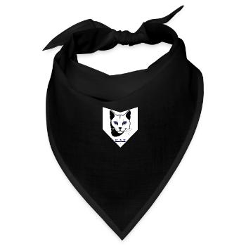 Schwarz-Weiß Katzenkopf -Indigo Augen mit CAT Text - Bandana Dreieckstuch - Schwarz - Vorne
