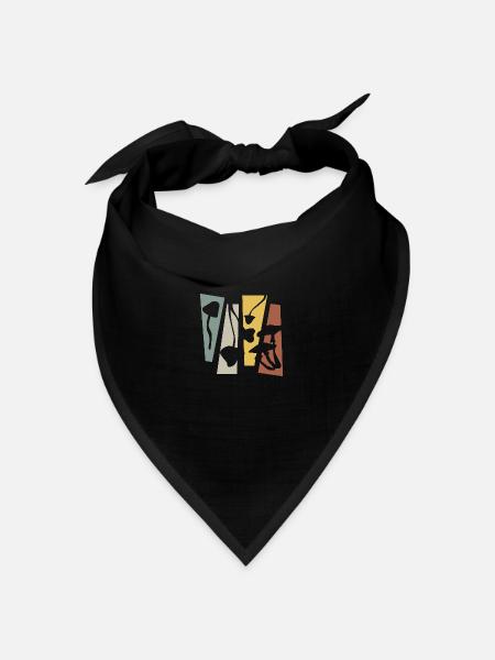 Vintage Retro Pilze - Bandana Dreieckstuch - Schwarz