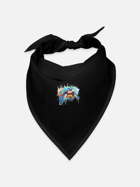 Schildkröte, Aquarellschildkröte, Spritzer - Bandana Dreieckstuch - Schwarz