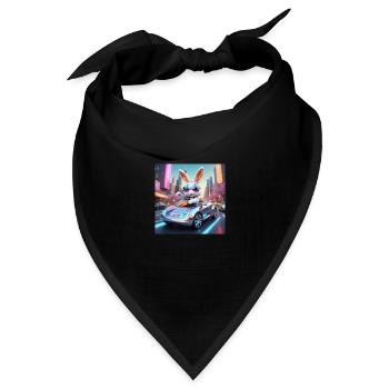 Funny Bunny in City - Bandana Dreieckstuch - Schwarz - Vorne
