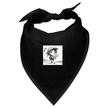 kitegirl Bleistiftzeichnung - Bandana Dreieckstuch - Schwarz - Vorne