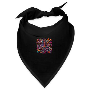 Psychedelische Retro-Fusion - Bandana Dreieckstuch - Schwarz - Vorne