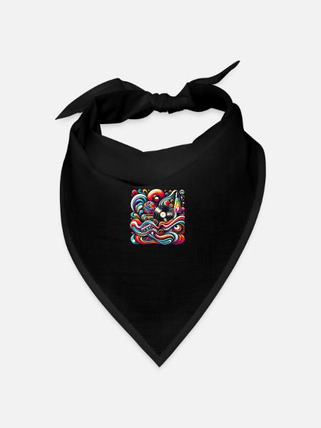 Retro-Wirbel-Vibes - Bandana Dreieckstuch - Schwarz
