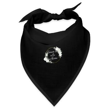 Trauzeuge der Braut weißes Blumen-passendes T-Shirt - Bandana Dreieckstuch - Schwarz - Vorne