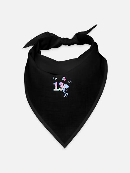 Meerjungfrau zum 13. Geburtstag - Bandana Dreieckstuch - Schwarz