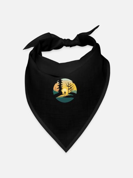 Sonnenaufgang im Wald - Bandana Dreieckstuch - Schwarz