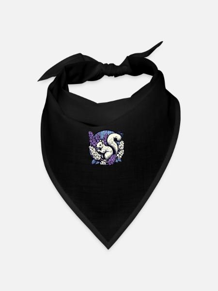 Flieder-Eichhörnchen - Bandana Dreieckstuch - Schwarz