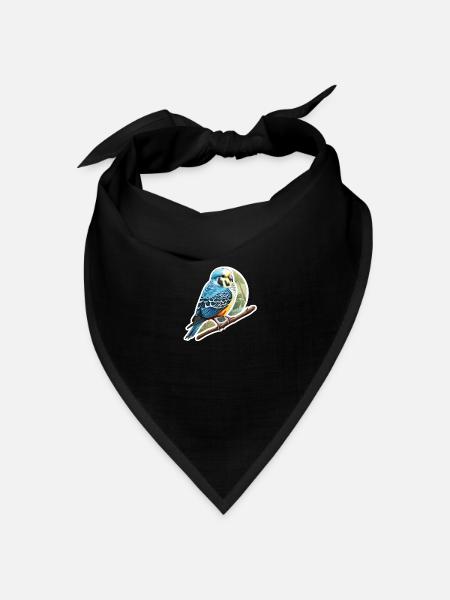 Wellensittich blau - Bandana Dreieckstuch - Schwarz