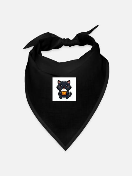 Sweet Kitty Schwarz sitzend mit Cupcake - Bandana Dreieckstuch - Schwarz