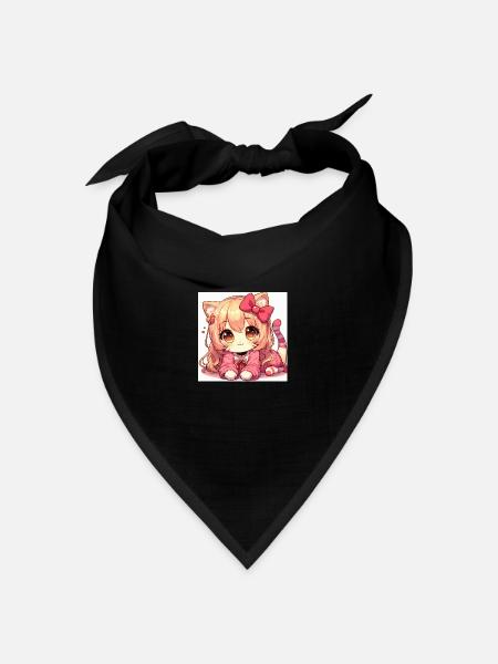 Manga Katze - Bandana Dreieckstuch - Schwarz