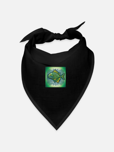 Sternzeichen Fisch - Bandana Dreieckstuch - Schwarz