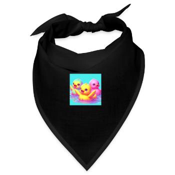 Bade Enten in 3D Hyperrealismus und Pastell - Bandana Dreieckstuch - Schwarz - Vorne