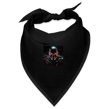 Cyborg mit roten Augen und Krallen - Bandana Dreieckstuch - Schwarz - Vorne