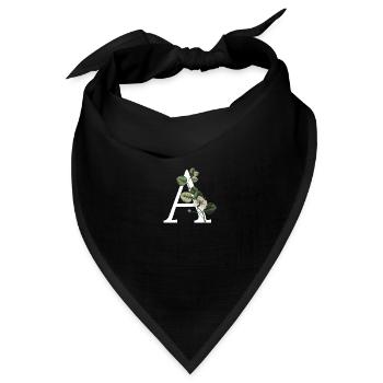 Buchstabe A Grüne Botanik - Bandana Dreieckstuch - Schwarz - Vorne