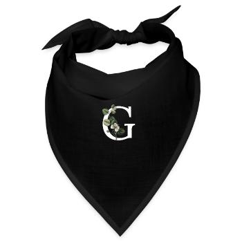 Buchstabe G Botanisches Grün - Bandana Dreieckstuch - Schwarz - Vorne