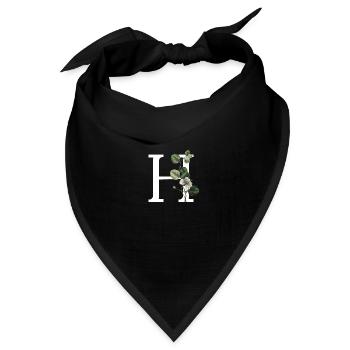 Buchstabe H Botanisches Grün - Bandana Dreieckstuch - Schwarz - Vorne
