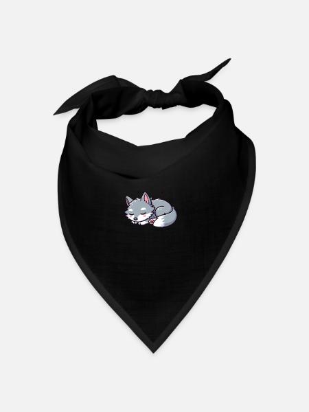Süßer kleiner Kinder Wolf - Bandana Dreieckstuch - Schwarz