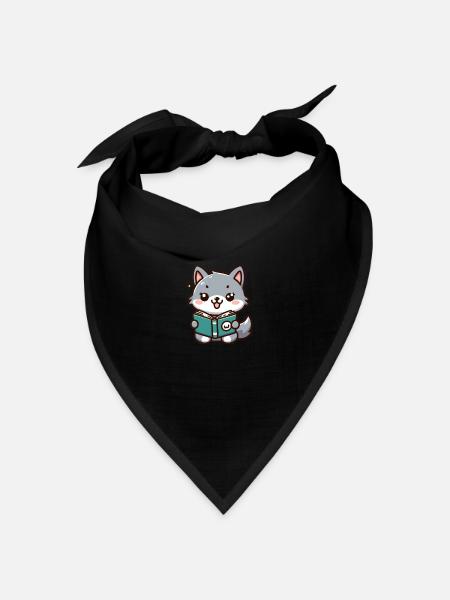 Der lese Wolf - Bandana Dreieckstuch - Schwarz