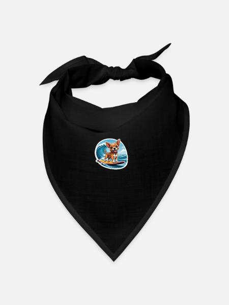Chihuahua Surfer Spaß - Bandana Dreieckstuch - Schwarz