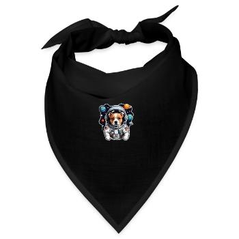 Weltraumhund mit Planeten - Bandana Dreieckstuch - Schwarz - Vorne