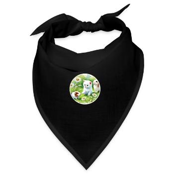 Meerschweinchen, Kaninchen und Kätzchen - Bandana Dreieckstuch - Schwarz - Vorne