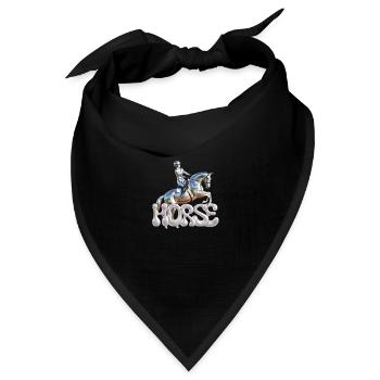 Springreiterin Chrom 2 - Bandana Dreieckstuch - Schwarz - Vorne