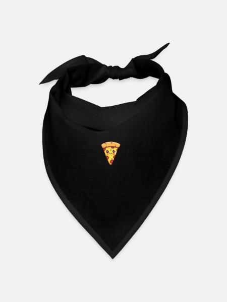 Lustige Pizza Gesicht - Bandana Dreieckstuch - Schwarz