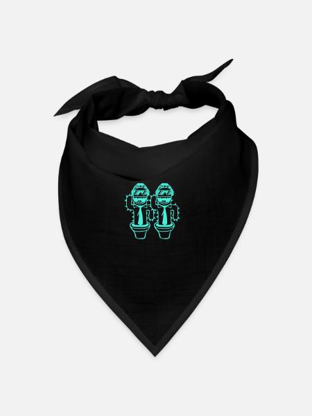 2 DJ Coole Kakteen Kaktus Team Freunde Party Musik - Bandana Dreieckstuch - Schwarz