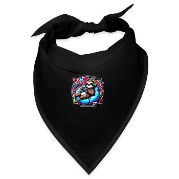 Chillender Gaming-Faultier Fan - Bandana Dreieckstuch - Schwarz - Vorne