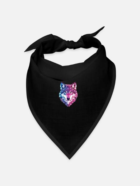 Wolf Kristalle Fantasy - Bandana Dreieckstuch - Schwarz