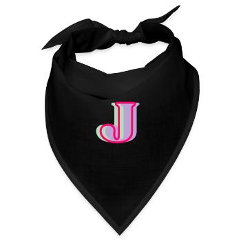 Mehrfarbiger Buchstabe j - Bandana Dreieckstuch - Schwarz - Vorne