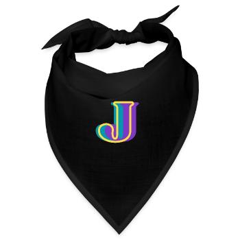 Mehrfarbiger Buchstabe j - Bandana Dreieckstuch - Schwarz - Vorne