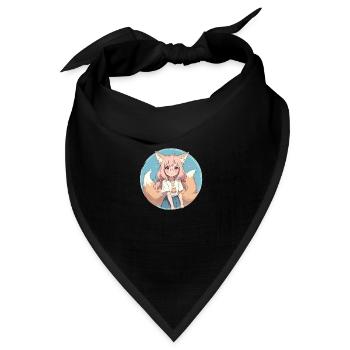 Fox Girl: Verzauberter Charme im Anime-Stil - Bandana Dreieckstuch - Schwarz - Vorne
