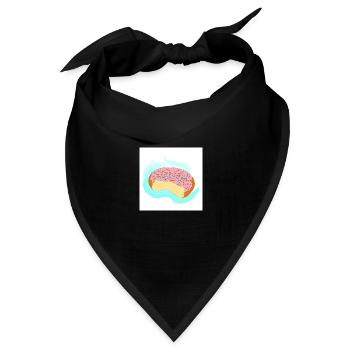 Rosa Zuckerguss-Donut - Bandana Dreieckstuch - Schwarz - Vorne