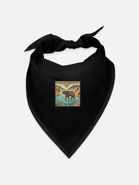 Krafttier Bär - Bandana Dreieckstuch - Schwarz