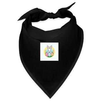 Drei Osterhasen mit fröhlichen Eiern - Bandana Dreieckstuch - Schwarz - Vorne