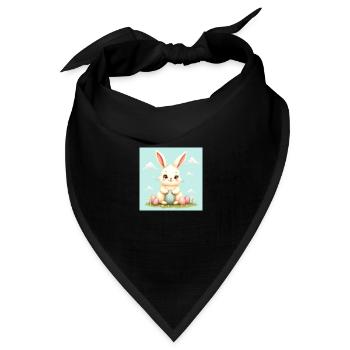 Ostern und süßer Hase – glücklich für das Fest! - Bandana Dreieckstuch - Schwarz - Vorne