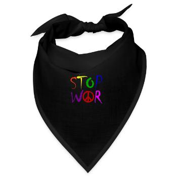 STOP WAR mit Peace Zeichen Peace Symbol – NO WAR - Bandana Dreieckstuch - Schwarz - Vorne